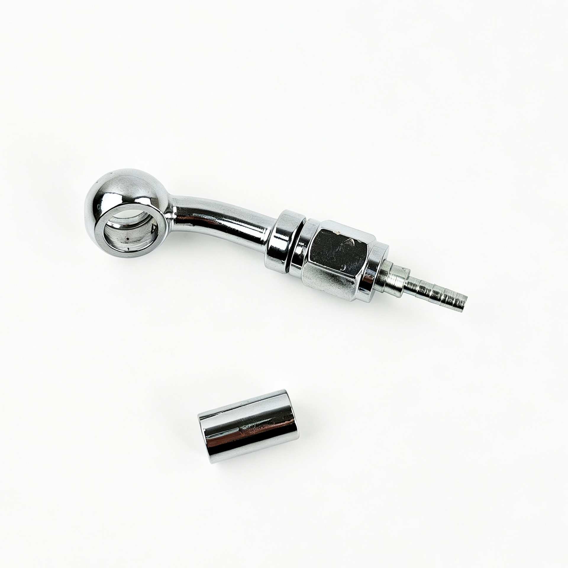M10 motorcycle nickel-plated brake hose connector 0-degree/28-degree/90-degree extended fish-eye crimp hydraulic connector