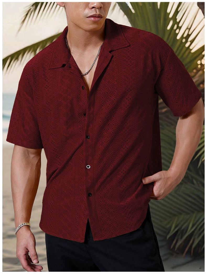 Men's Summer Casual Shirt Short Sleeve Lightweight Button Up Top_voghion.com