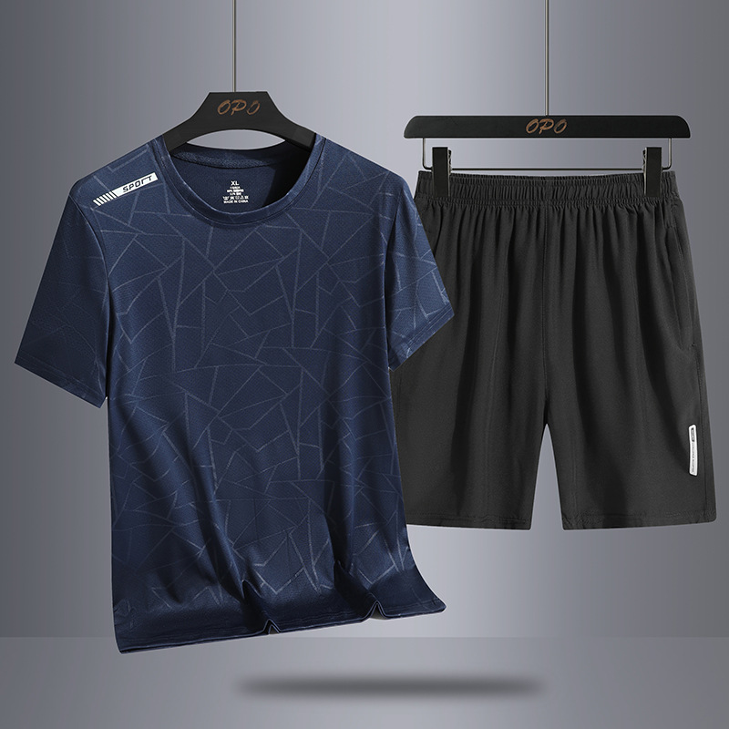 Fábrica directa 2025 nuevos pantalones cortos de mangas cortas de hielo dos piezas delgadas transpirables camisetas frías con un juego deportivo casual
