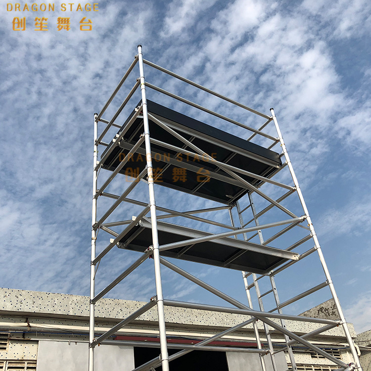 创笙 铝合金带轮子装饰装修 广东厂家双宽走梯快装脚手架4m脚手架