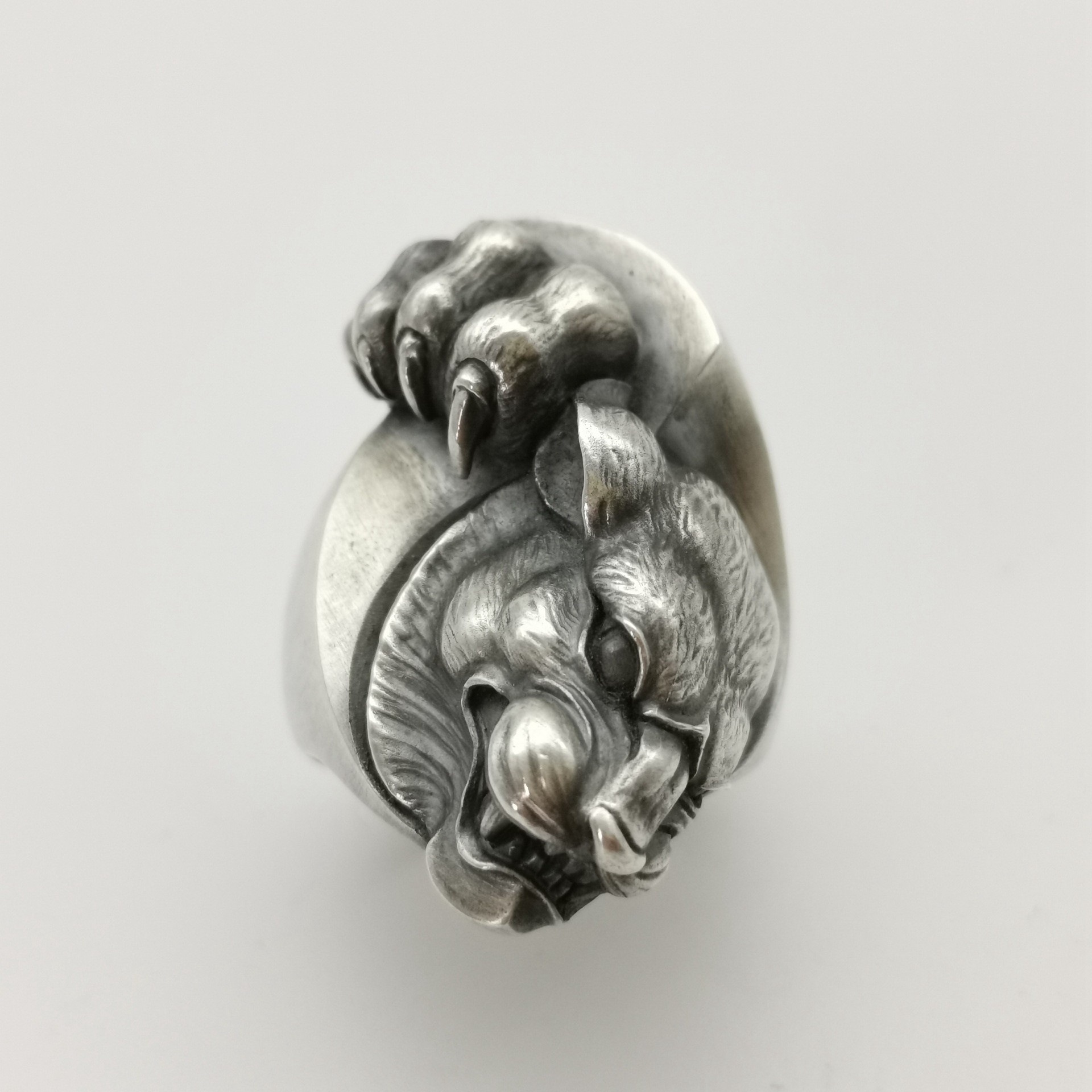 2024新款復古霸氣潮流批發猛虎下山戒指 手工 925銀飾老虎