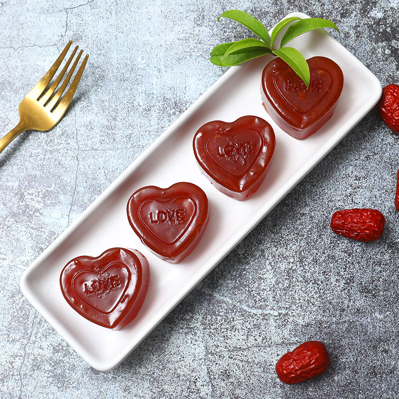 广东心形枣茸软糕蒸糕广式早茶点心大枣椰汁糕喜宴糕茶楼酒店点心