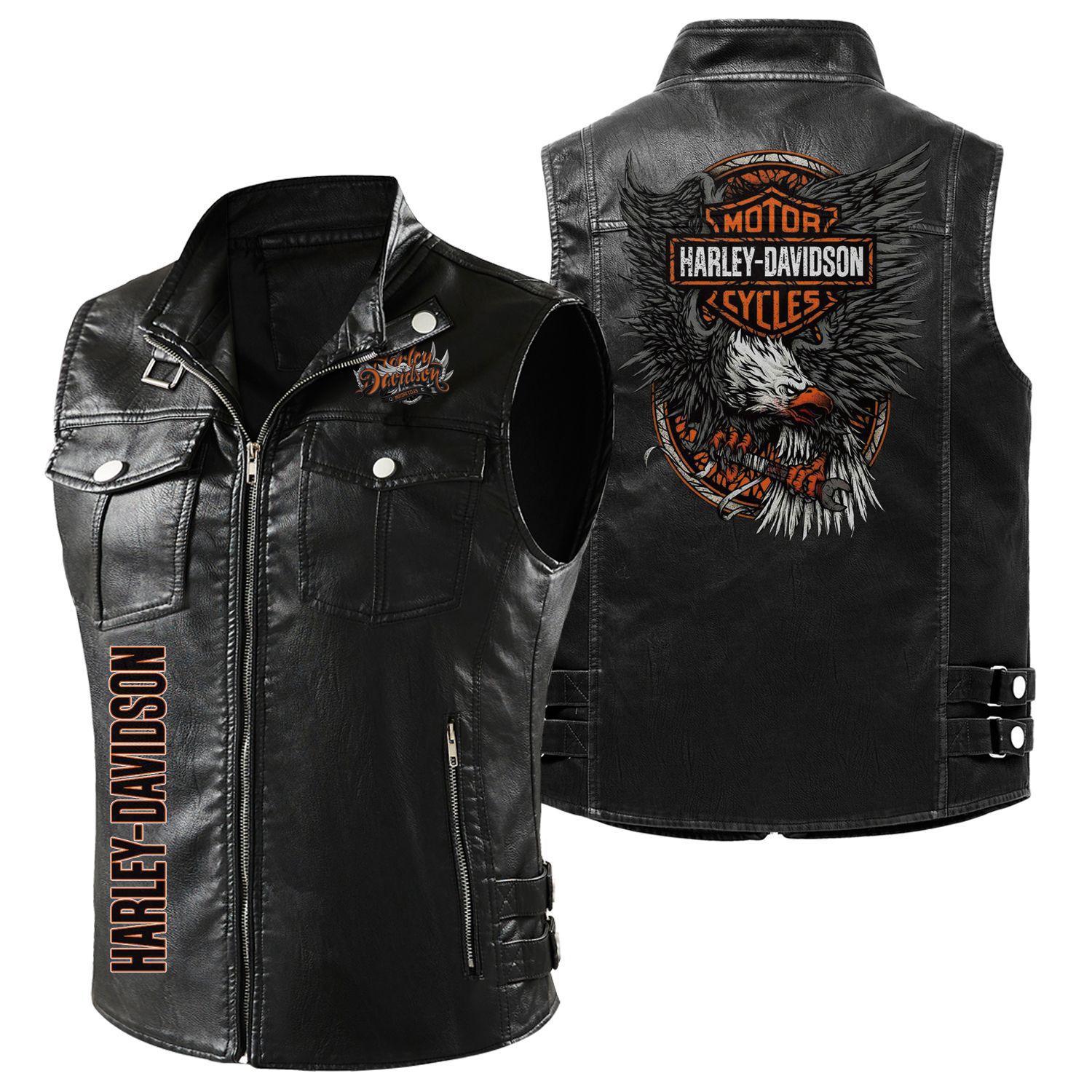 2023 Spring/Summer New Arrival - High-End Motorcycle Leather Vest (Non-Fleece Lined) - Motorcycle Rider - Riha Motorcycle PU Vest