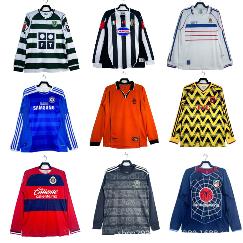 Long Sleeve Football Jersey Arsenal Chelsea Italy Argentina Atletico Tottenham Brazil New Vintage Jersey