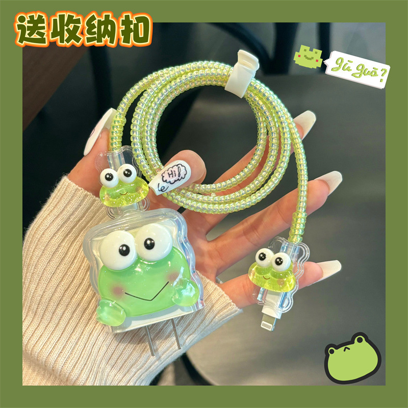 Ice through frog charger protective cover for apple 15pro data cable anti-break iPhone14 fast charging 20w Ice through frog charger protective cover for apple 15pro data cable anti-break iPhone14 fast charging 20w