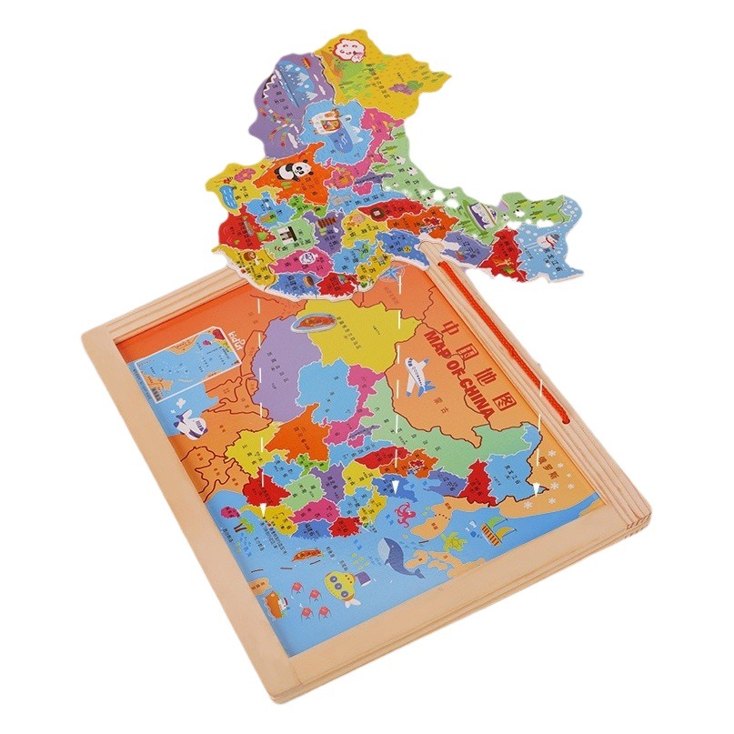 Mapa de China mapa dos en uno mapa del mundo rompecabezas cognición geográfica de los niños educación temprana mapa magnético