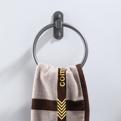 Gun gray space aluminum towel ring bathroom towel rack towel ring storage rack bathroom towel hanging punch