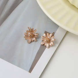 日韩小雏菊耳环珐琅釉925银针时尚耳钉女花朵轻奢高级感耳饰批发