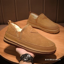 东北雪地靴男款冬季加绒加厚保暖男士棉鞋皮毛一体面包鞋男一脚蹬