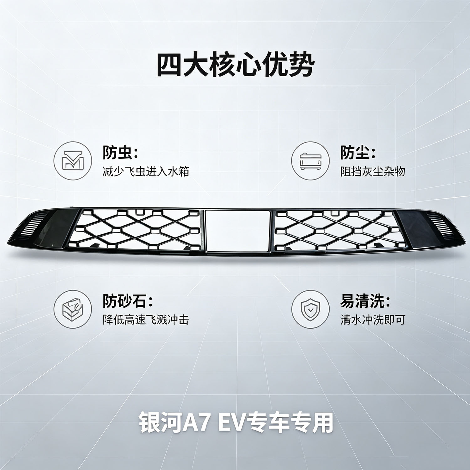 Galaxy A7 EV starry sky insect-proof net with integrated snap-on detachable grille protection net for car modification