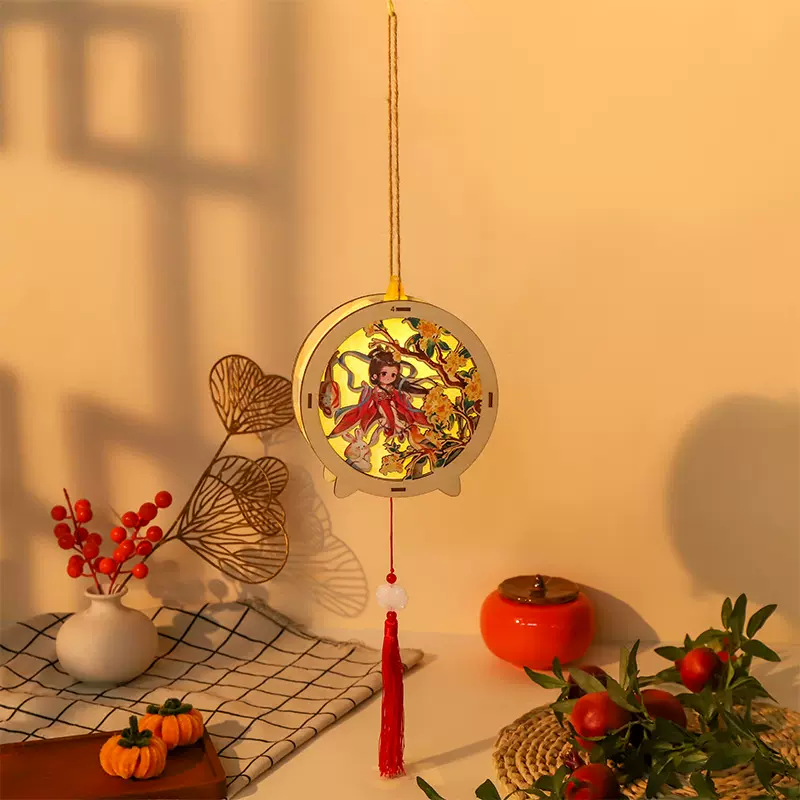 中秋节古风立体梅花灯笼儿童手工diy制作印刷材料嫦娥手提小灯笼