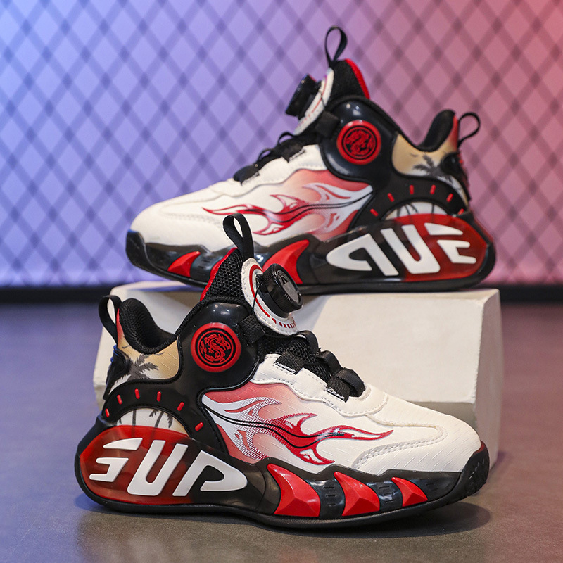 Zapatos de baloncesto para niños botones de fricción sonora primavera y otoño zapatos de entrenamiento de cuero para niños y niñas nuevos zapatos para correr