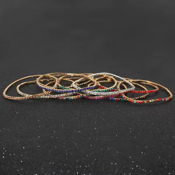 Yanni European and American Cross-Border Multi-Color Rhinestone Elastic Thin Shiny Simple Bracelet Jewelry Women's Rhinestone Bracelet