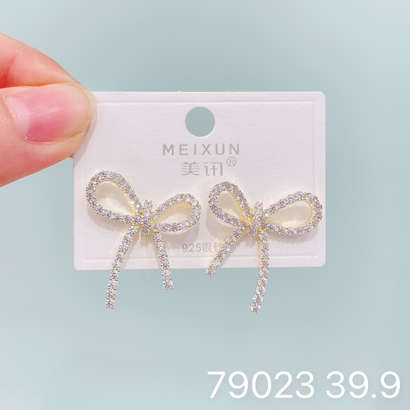 Meixun ジュエリー韓国版の新しいマイクロ象嵌ジルコンイヤリング、ファッショナブル、軽い高級感、ハイエンドの女性用多用途イヤリング|undefined