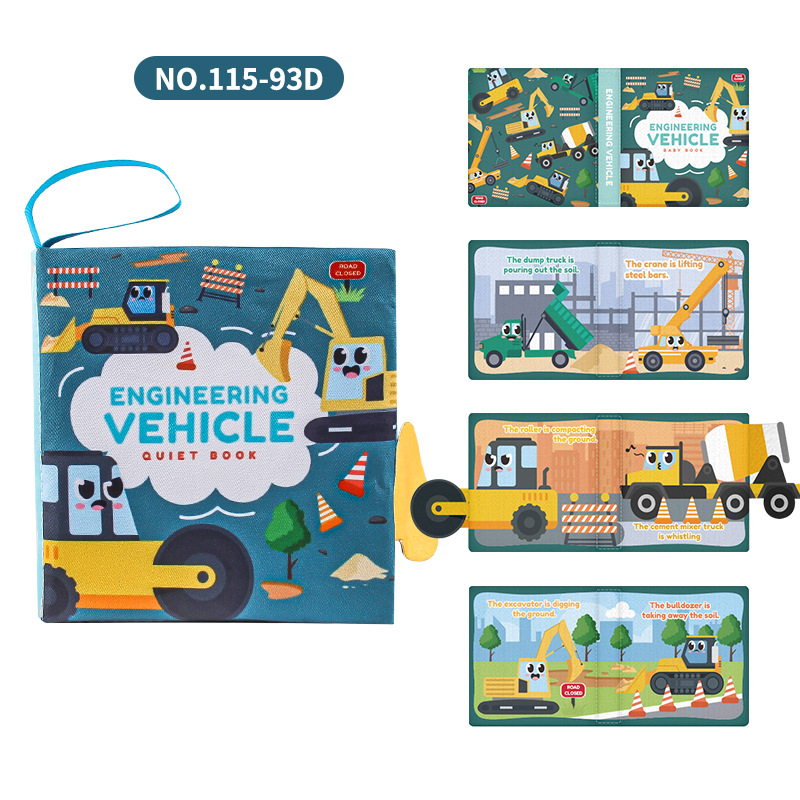 Cuatro libros de tela tridimensionales transfronterizos para bebés juguetes de educación temprana 4 caras 8 páginas en inglés libros de palma de alimentos y cognición animal libros de tela para bebés