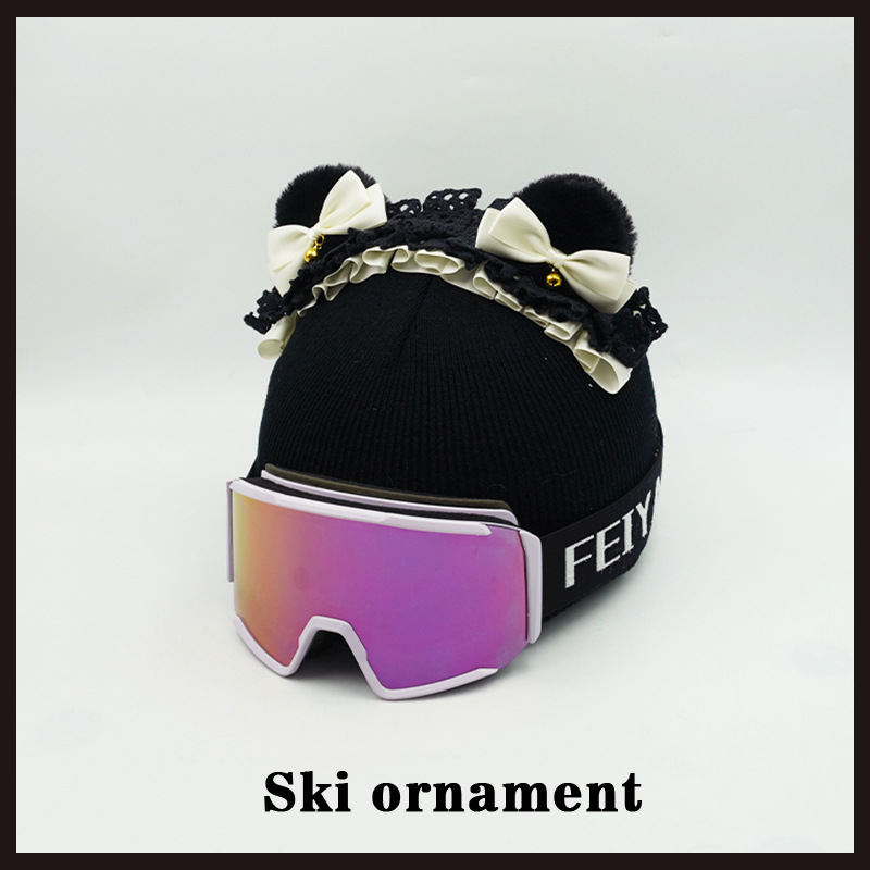Helmet Cover Snowboard Skiing Decoration White Lace Bear Hairband