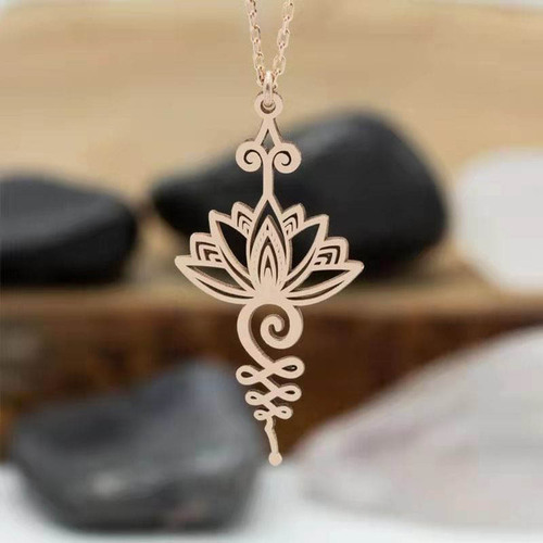 2pcs yoga meditation necklaces for unisex Stainless steel lotus necklace Yoga jewelry accessories