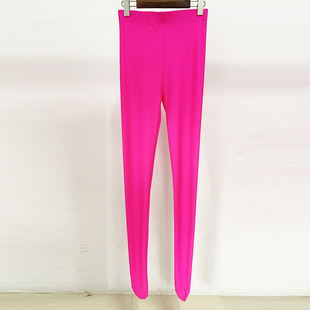 In Stock 2025 New European and American Celebrity Fashion Rose Pink Series Elastic Tight Leggings Fluorescent Pink