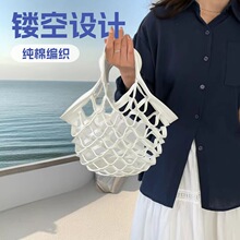 韩版镂空网包insS百搭度假包纯棉绳编织包手提包休闲沙滩编织女E8