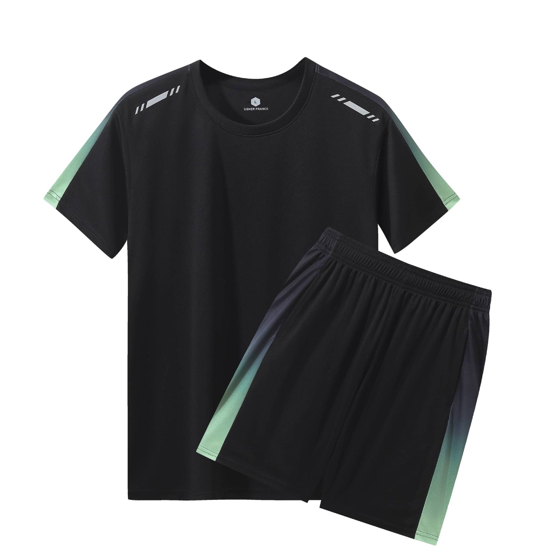 Traje deportivo Camiseta de secado rápido para hombre Camiseta de manga corta para correr ropa de fitness de verano casual de dos piezas al por mayor