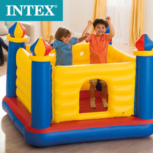 INTEX48259儿童室内家用型充气跳跳乐蹦蹦床方形弹跳池淘气堡现货