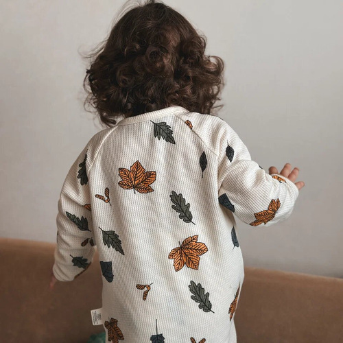MiniCowMother Danish Children's Home Wear Pajama Set Nordic Honeycomb Baby Clothes Autumn