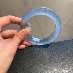 天然高氷種氷透藍水翡翠ブレスレットガラス種浮花正輪ミャンマー翡翠玉ブレスレット少女金
