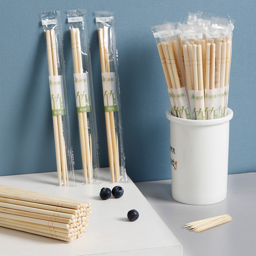 Meiya disposable round-headed bamboo chopsticks individually packaged for commercial household restaurant takeaway convenient chopsticks department store wholesale