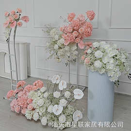 欧式白色婚礼装饰拱门花艺 婚庆绢花舞台迎宾背景KT板装饰仪式花