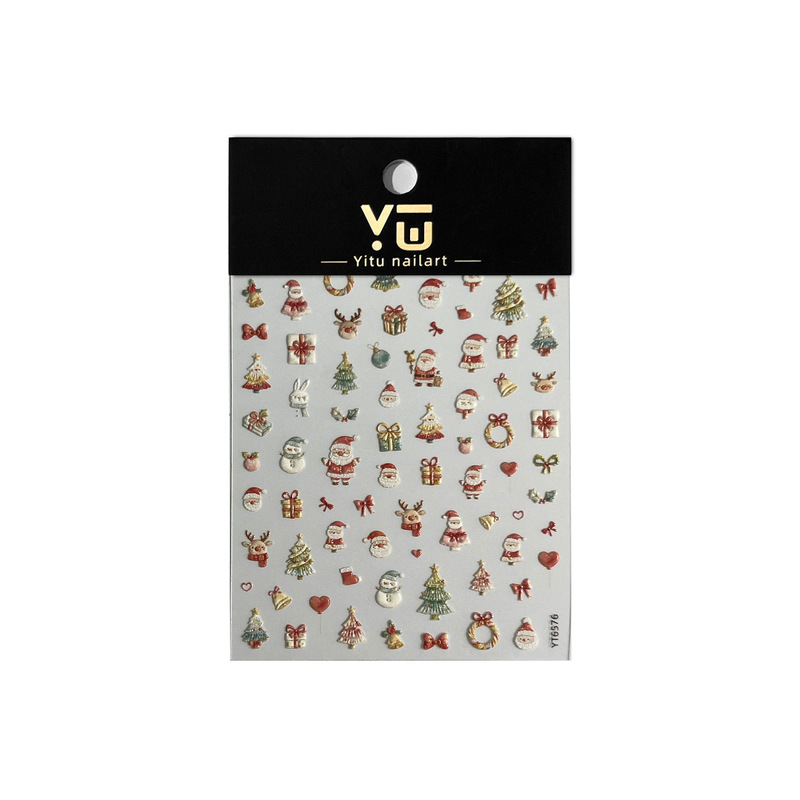 YITU蚁图浮雕小清新圣诞美甲贴纸圣诞节系列大杂烩装饰贴纸YT6576|undefined