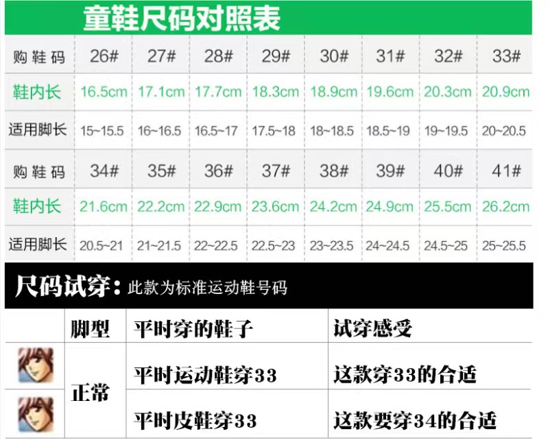 童鞋尺码
