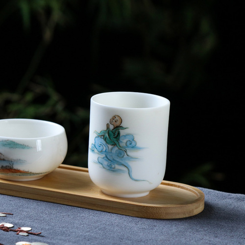 Kungfu tea ceremony bamboo coaster insulation pad bamboo Liujunzi round wooden coaster mosaic coaster can be used as LOGO