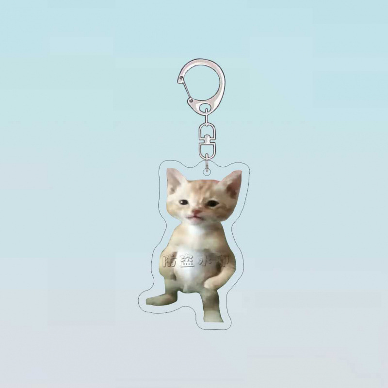 震え音爆火猫meme表情バッグのキーホルダーは抽象的なアクリルかばんのストラップを作って友達にプレゼントします|undefined