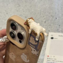 小羊皮睡觉猫苹果16ProMax手机壳iPhone15Pro新款13女12软14套11