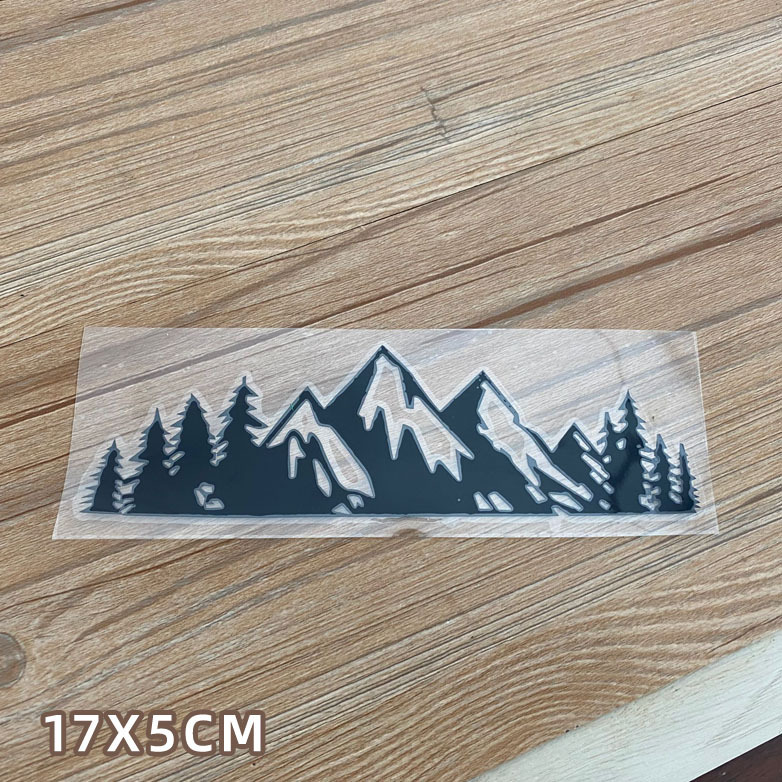 Vinyl sticker met besneeuwde berg en boom, kofferbaklogo sticker, auto exterieur accessoires, autosticker voor buiten en reizen_voghion.com