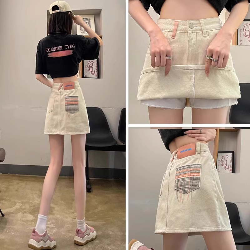 牛仔半身裙女春季新款高腰显瘦a字裙休闲百搭防走光内衬包臀短裙