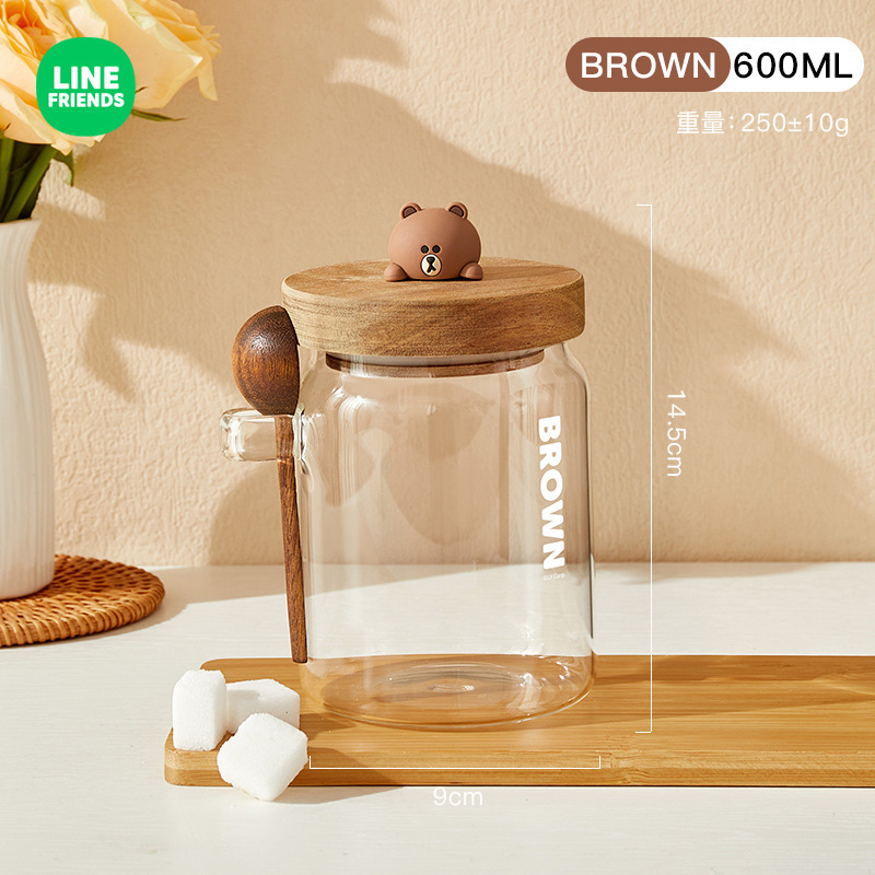 LINE FRIENDS高ホウケイ酸ガラス缶蓋付き収納缶茶葉収納缶コーヒー豆ガラス密封缶|undefined