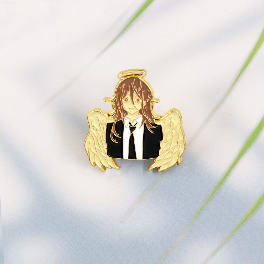 Chainsaw Man Angel Demon Enamel Brooch Denji Power Fan Art Metal Badge Anime Backpack Decoration Pin