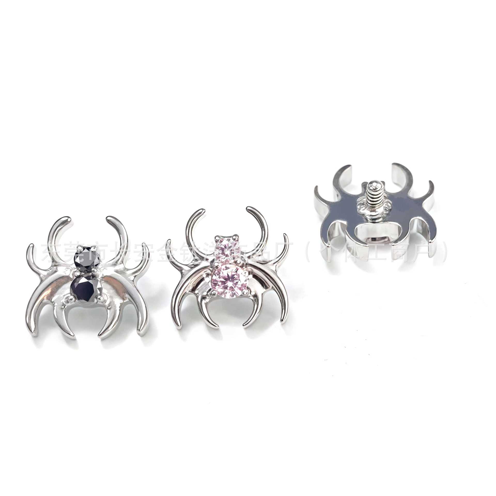 F136 Titanium Spider Inlaid 5A Zircon Marquise Stud Earrings Ear Bone Studs G23 Titanium Alloy Piercing Jewelry Cochlear Studs detail image 7