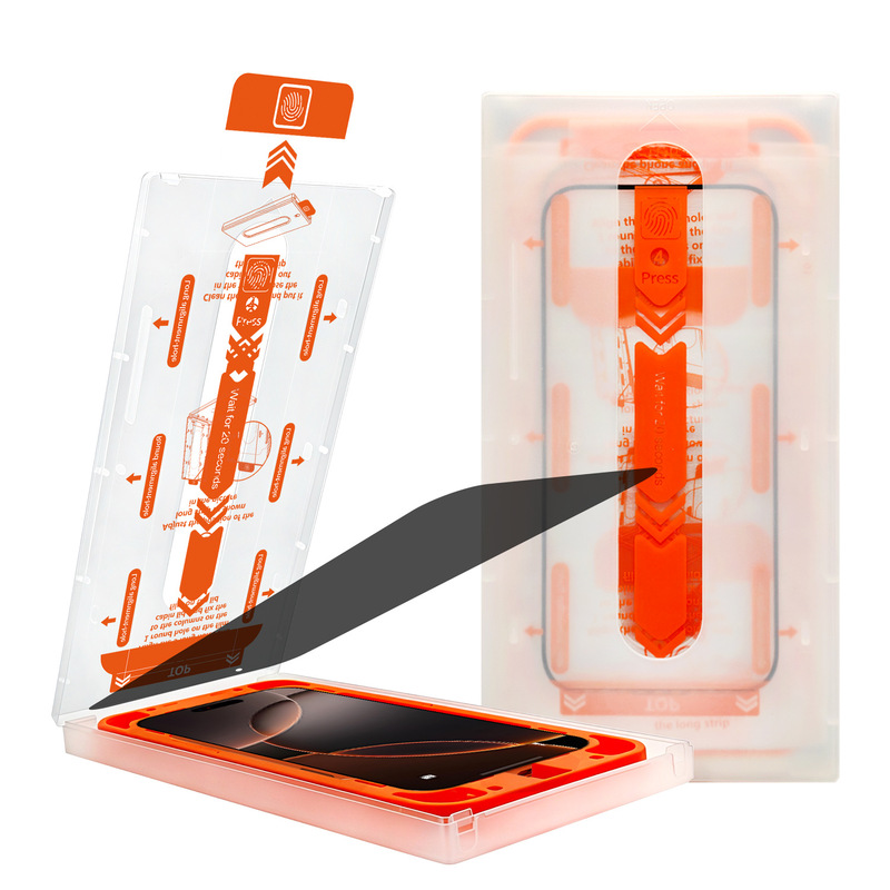 Apple 14/13/12/11Promax mobile phone tempered film HD Green Light Anti-peep dust-free warehouse bare mold plus base