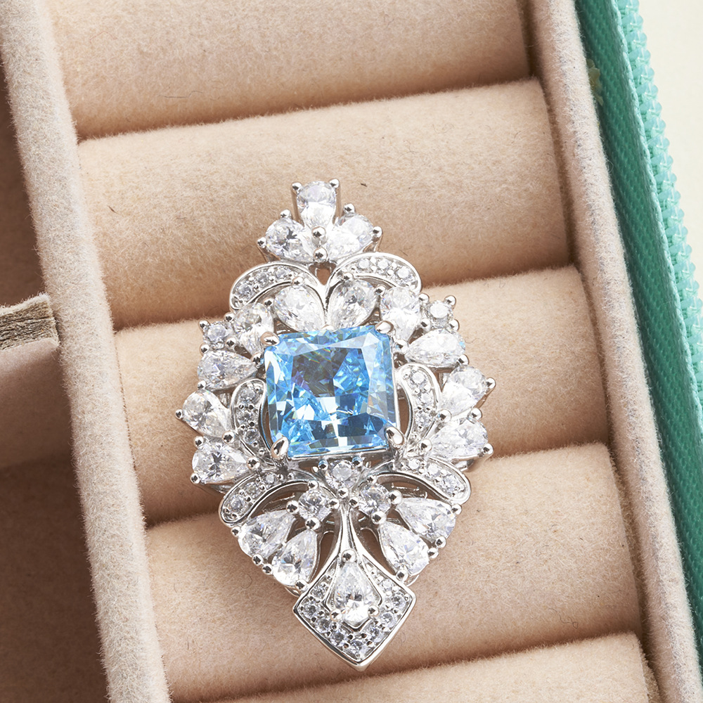 2 quilates diamante azul de alto carbono taladro colgante de plata esterlina gruesa electrodeposición de diamante de alto carbono importado