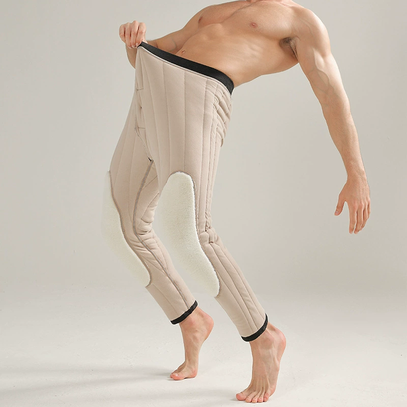 Woolen keep warm trousers, increased thickness, for middle age