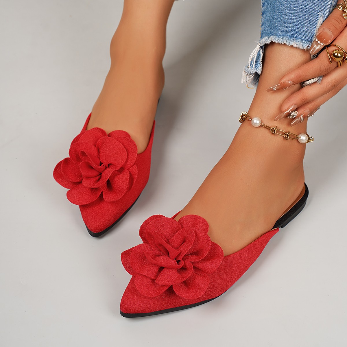 Women's Flat Slippers Floral Patterns Plus Size Lightweight Closed Toe Design Suitable For Summer_voghion.com