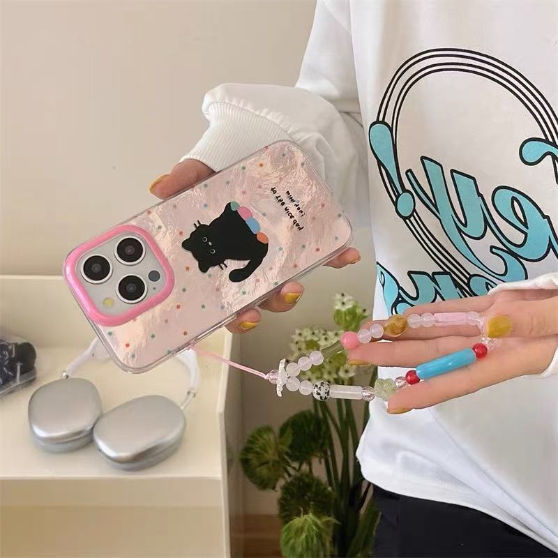 Estilo coreano lindo gato de lunares para iPhone15/16promax personalidad chica rosa 14 personalidad 13p nuevo