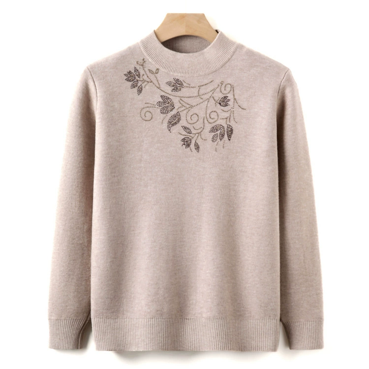 Мама осень-зима с бархатным трикотажным нижним свитером средних лет дамы новый свитер бабушка с полувысоким воротником теплый топ