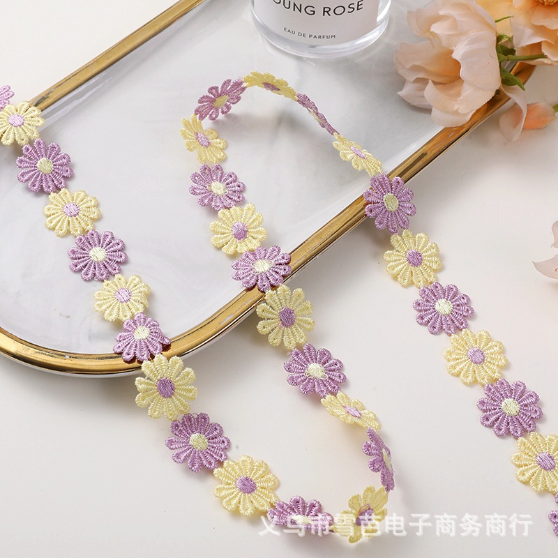 Nuevo punto bordado encaje soluble en agua DIY de dos colores pequeño encaje ropa infantil encaje ropa accesorios encaje