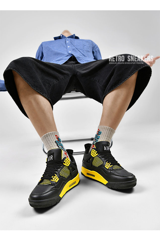 Giày sneaker thể thao cổ thấp đế dày chống trượt, thân da nhân tạo thoáng khí, dáng giày bóng rổ — Mẹ điện, Paris, thần sấm sét, xi măng trắng chi tiết 19