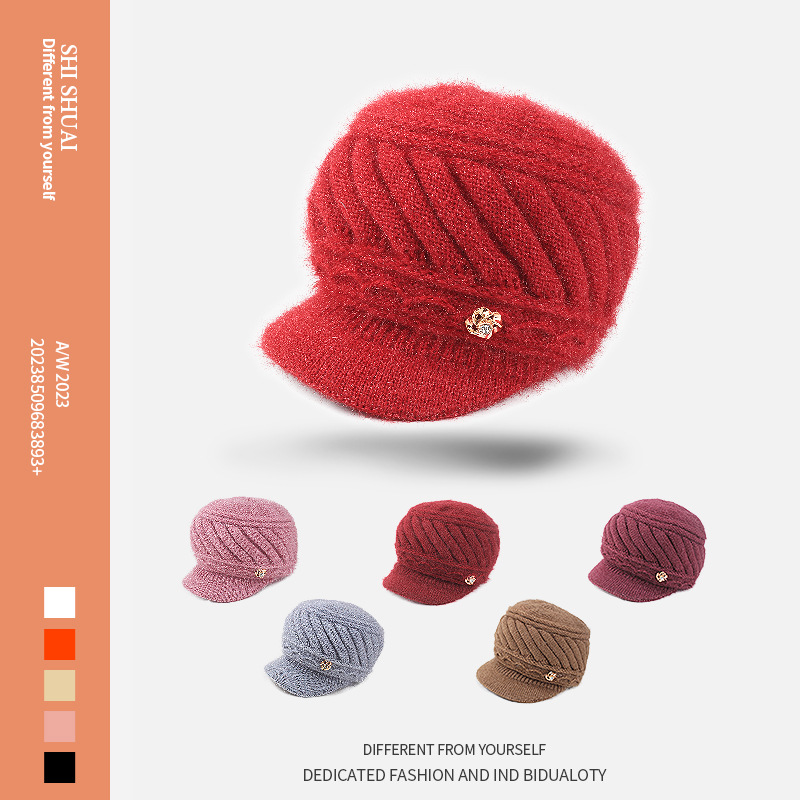 Demi-season keep warm woolen solid color winter knitted hat