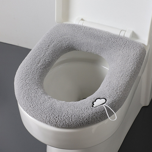 Toilet seat cushion household winter thickened plush toilet cushion seat cover four-season universal plus velvet toilet seat ring pad