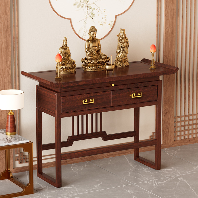 Solid Wood Offering Table, Buddhist Altar, Household Chinese-Style Tribute Table, Strip Case, Offering Table, Shrine, Buddhist Table, Incense Table, Worshiping Bodhisattva, God of Wealth, Buddhist Niche